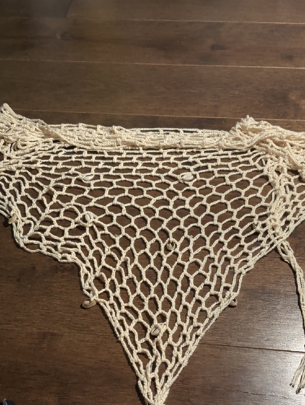 Crochet Triangle Beach Coverup - Cream Swim Coverup